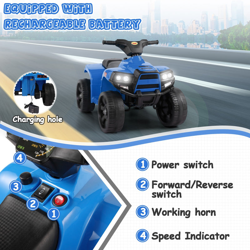 Kids Electric Ride-On ATV Quad Car Toy with LED Headlights and Speed Indicator Magic Cars 9