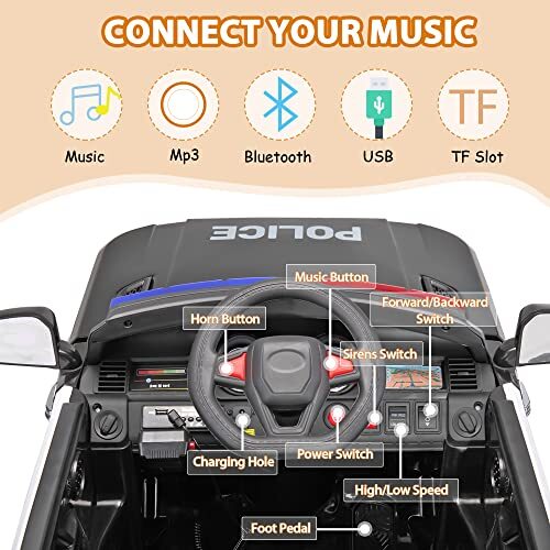 12V Battery-Powered Electric Police Ride-On Car for Kids Magic Cars 7