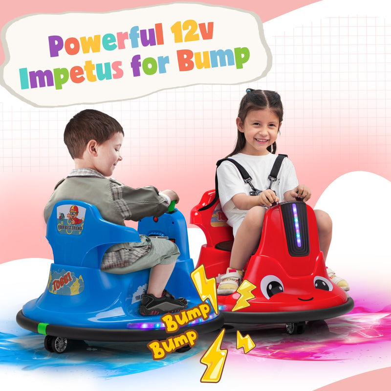 360° Spinning Ride-On Bumper Car for Kids with Remote Control and LED Lights, Red Magic Cars 1