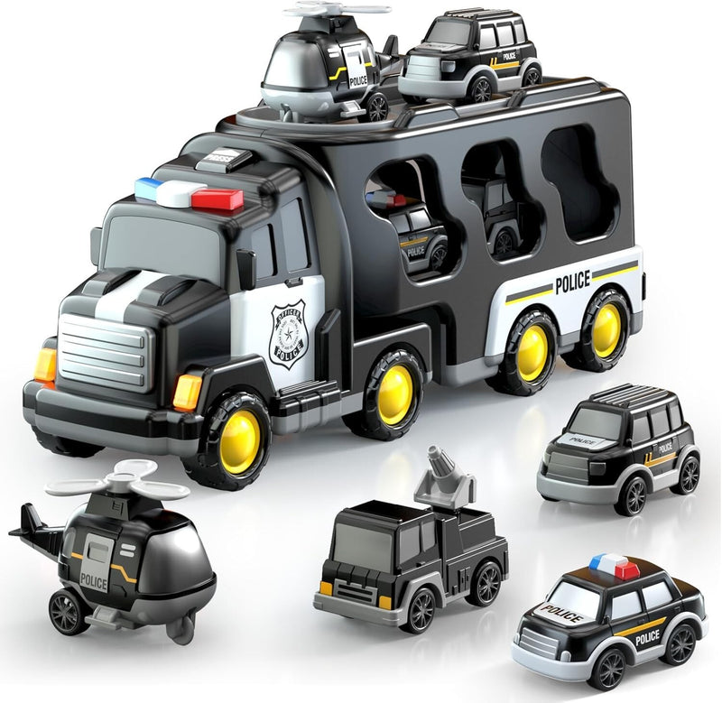 5-in-1 Police Truck Playset for Toddlers with Light and Sound Features Magic Cars 10
