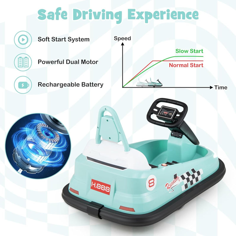 Battery-Powered Toddler Ride-On Bumper Car with Steering Wheel and Bumping Feature Magic Cars 5