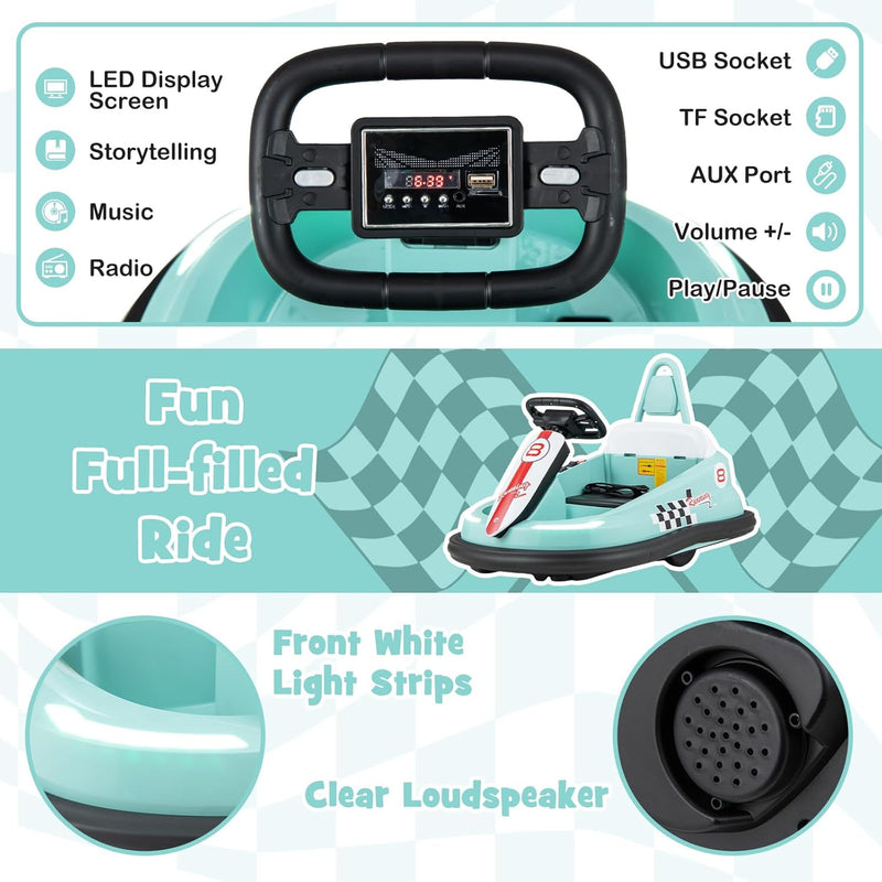 Battery-Powered Toddler Ride-On Bumper Car with Steering Wheel and Bumping Feature Magic Cars 6