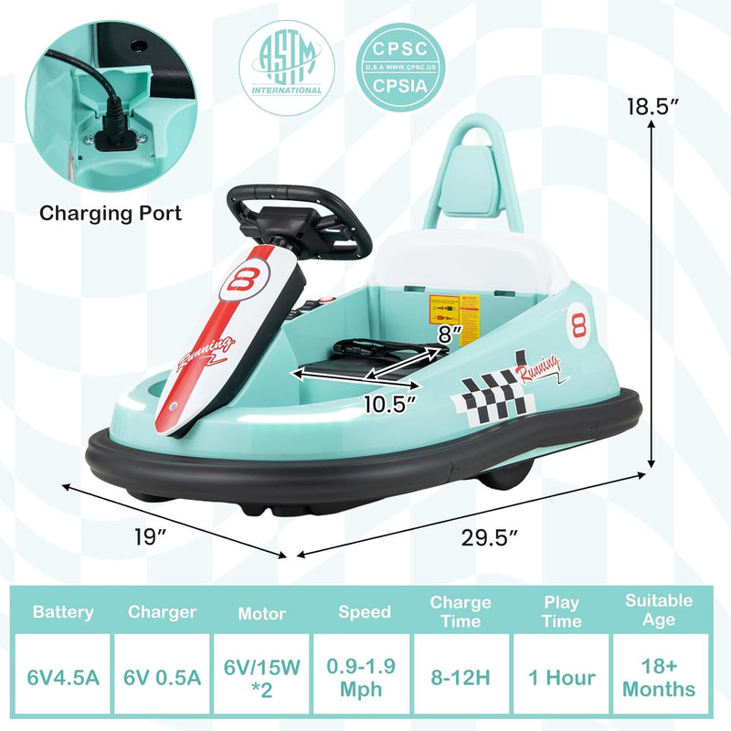 Battery-Powered Toddler Ride-On Bumper Car with Steering Wheel and Bumping Feature Magic Cars 8