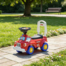 Fire Truck Ride-On Toy for Toddlers with Steering Wheel, Music, Storage, and Backrest Magic Cars 3