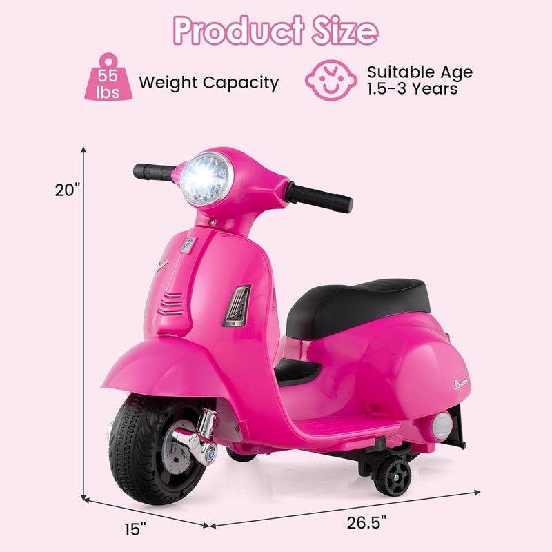 Licensed Vespa Toddler Ride-On Motorcycle with Training Wheels Magic Cars 8