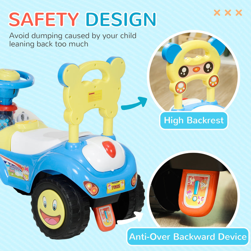 Toddler Push Ride-On Foot-to-Floor Sliding Car for Kids Blue Magic Cars 4