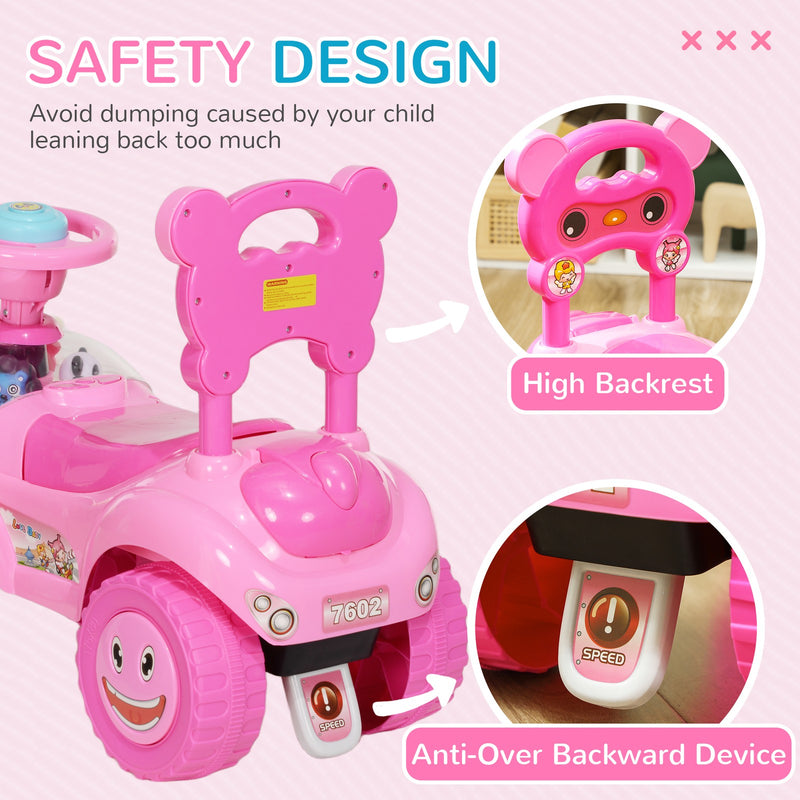 Toddler Push Ride-On Foot-to-Floor Sliding Car for Kids Pink Magic Cars 4