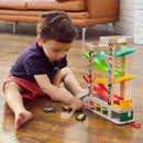 Toddler Race Track Toy with 4 Wooden Cars Montessori Learning Playset Magic Cars 4