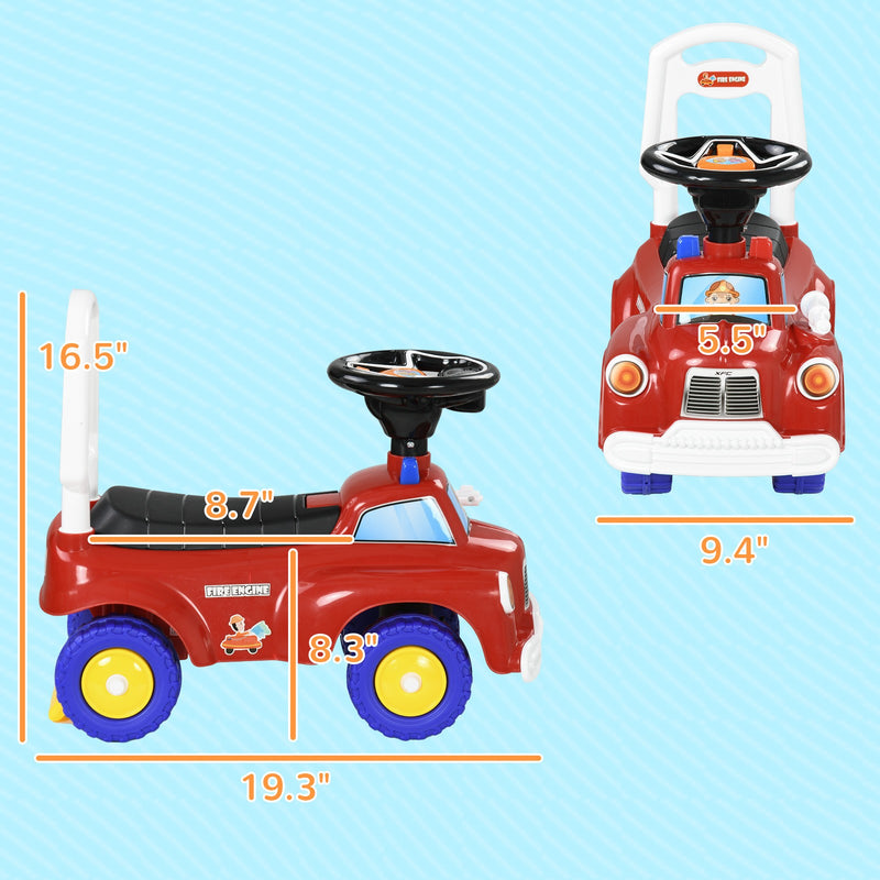 Toddler Ride-On Fire Truck with Music, Horn, and Under-Seat Storage in Red Magic Cars 1