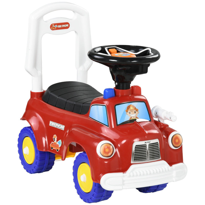 Toddler Ride-On Fire Truck with Music, Horn, and Under-Seat Storage in Red Magic Cars 2
