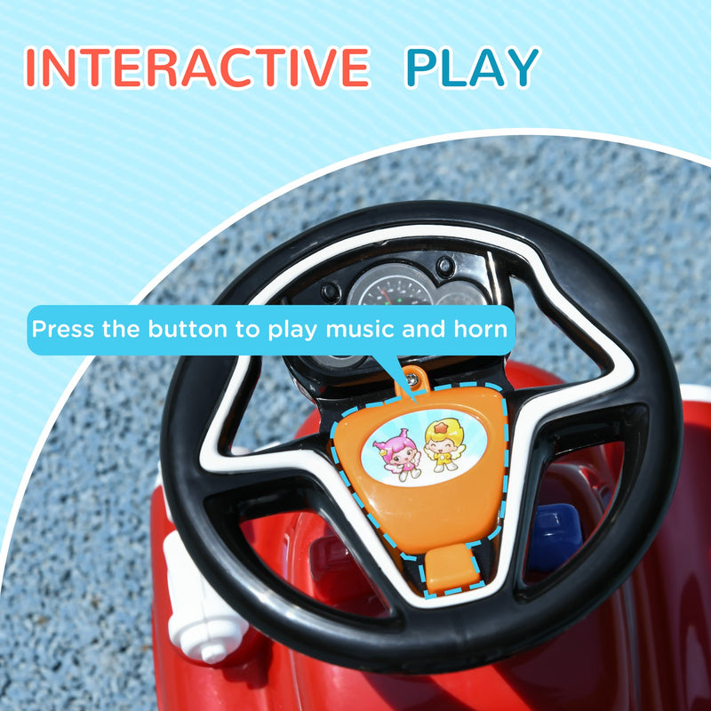 Toddler Ride-On Fire Truck with Music, Horn, and Under-Seat Storage in Red Magic Cars 5