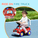 Toddler Ride-On Fire Truck with Music, Horn, and Under-Seat Storage in Red Magic Cars 4