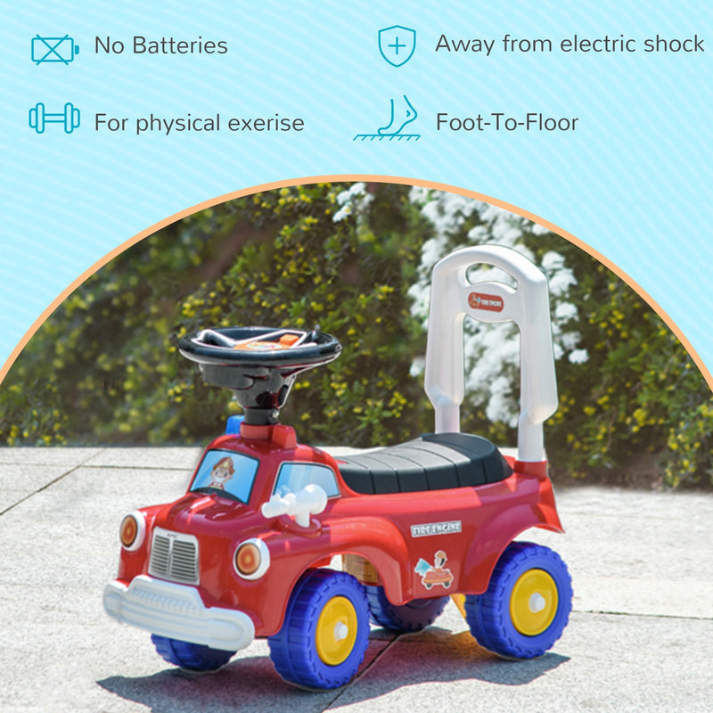 Toddler Ride-On Fire Truck with Music, Horn, and Under-Seat Storage in Red Magic Cars 9