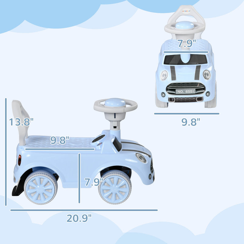 Toddler Ride-On Foot-to-Floor Sliding Car Toy in Light Blue Magic Cars 1