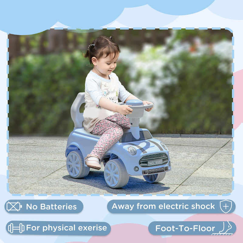 Toddler Ride-On Foot-to-Floor Sliding Car Toy in Light Blue Magic Cars 6