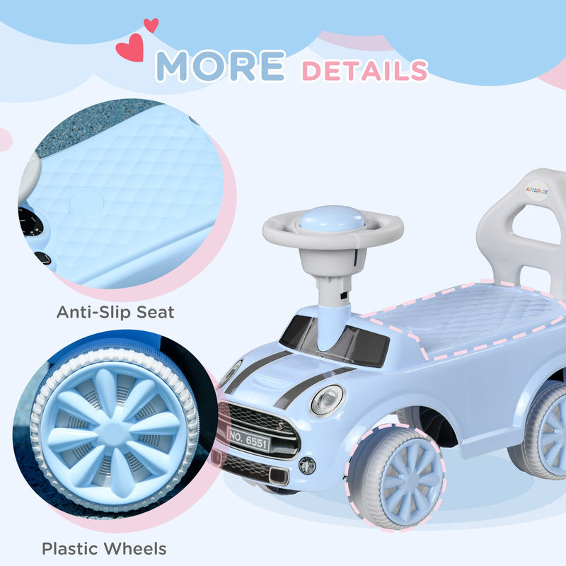Toddler Ride-On Foot-to-Floor Sliding Car Toy in Light Blue Magic Cars 7