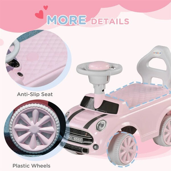 Pink Toddler Ride-On Toy with Horn and Safety Features for Ages 18-36 Months Magic Cars 5