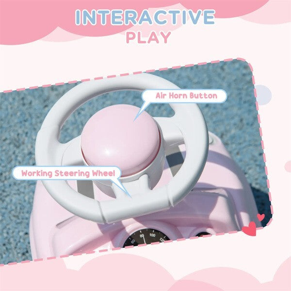 Pink Toddler Ride-On Toy with Horn and Safety Features for Ages 18-36 Months Magic Cars 6