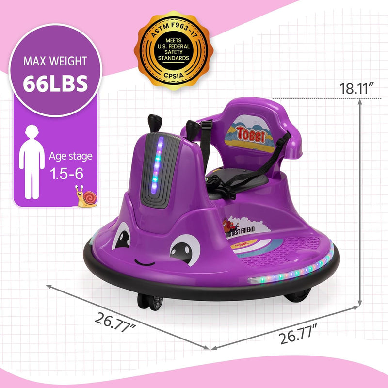 12V Electric Snail-Shaped Ride-On Bumper Car Toy for Toddlers with Remote Control Magic Cars 2