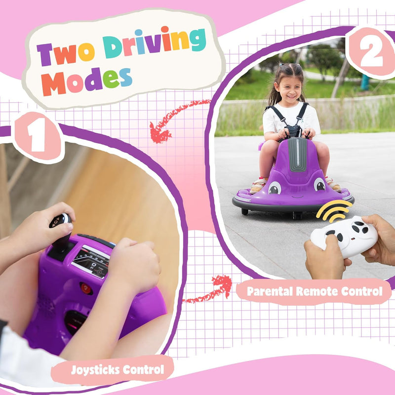 12V Electric Snail-Shaped Ride-On Bumper Car for Toddlers with Remote Control Magic Cars 4