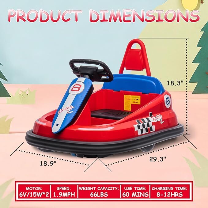 Electric 6V Ride-On Bumper Car Toy for Toddlers Ages 3-6 Boys and Girls Magic Cars 13