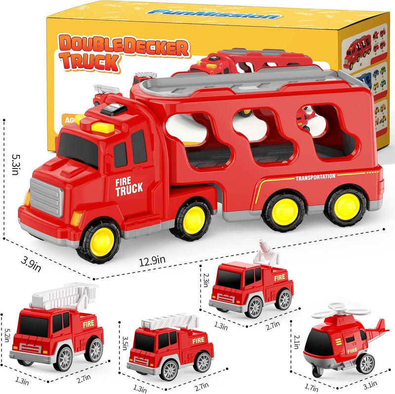 5-in-1 Friction Power Fire Truck Toy Vehicle for Kids Ages 3-9 Magic Cars 1