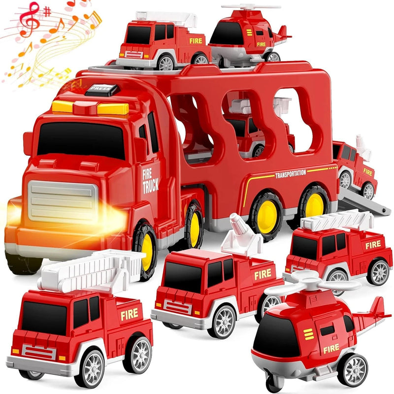5-in-1 Friction Power Fire Truck Toy Vehicle for Kids Ages 3-9 Magic Cars Variant 0