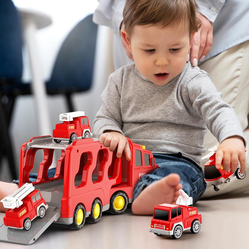 5-in-1 Friction Power Fire Truck Toy Vehicle for Kids Ages 3-9 Magic Cars 5