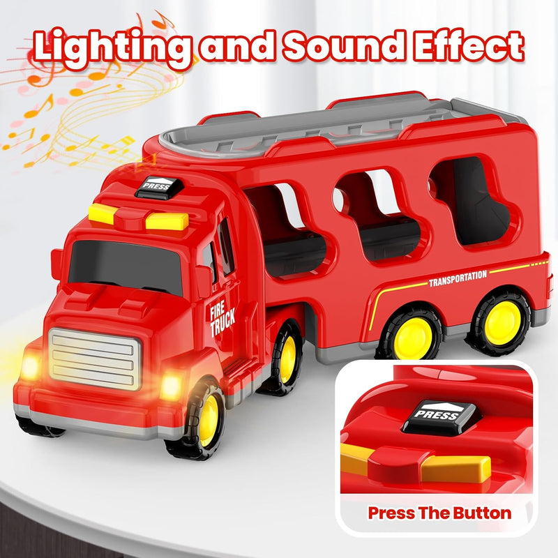 5-in-1 Friction Power Fire Truck Toy Vehicle for Kids Ages 3-9 Magic Cars 6