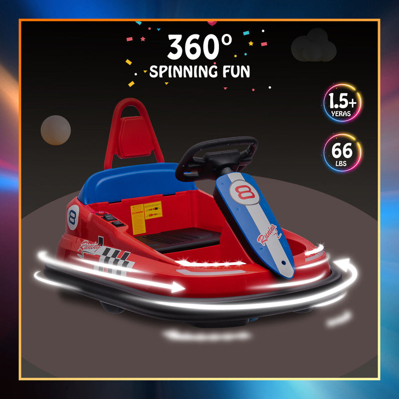 Toddler and Kids Ride-On Bumper Car with 360° Spin, 2 Speeds, Safety Belts, and Lights Magic Cars 4