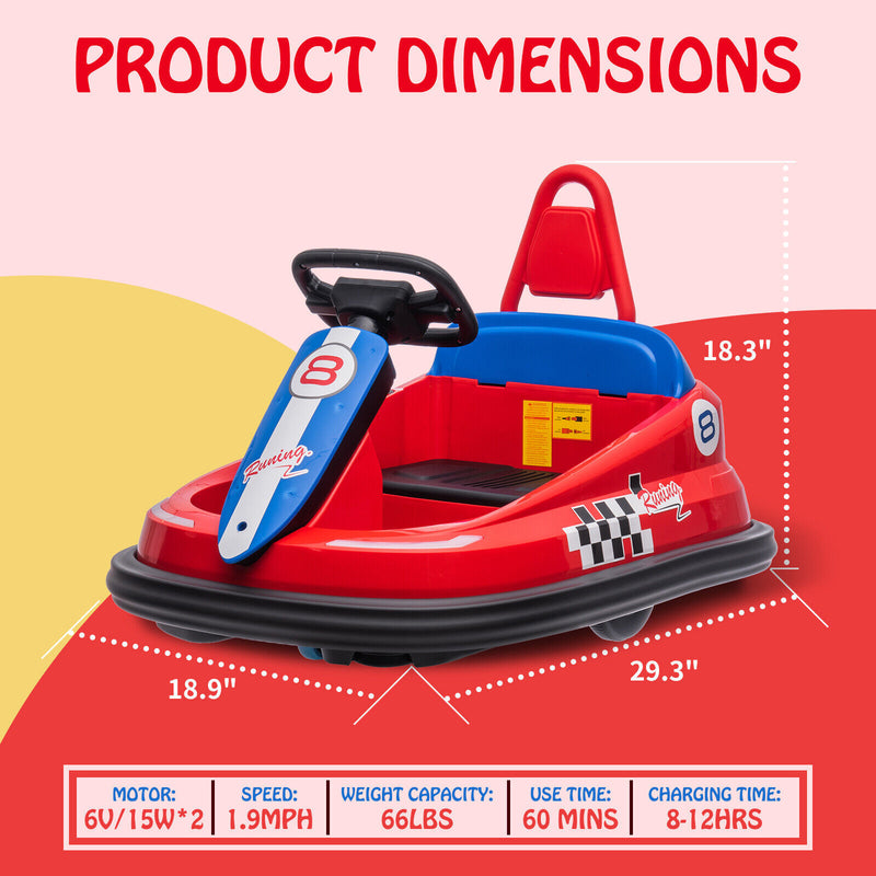 Toddler and Kids Ride-On Bumper Car with 360° Spin, 2 Speeds, Safety Belts, and Lights Magic Cars 6