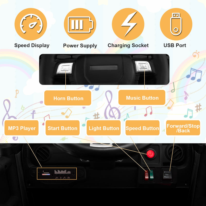 12V Kids Electric Ride-On Car with Parental Remote Control, Music, and Horn Magic Cars 3
