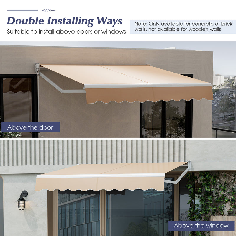8' x 6.6' Retractable Awning with Aluminum Frame and Sun Water Protection PA Fabric Magic Cars 14