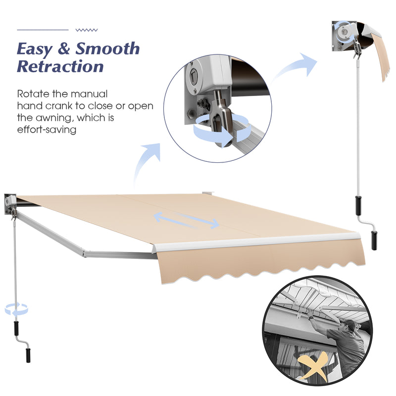 8' x 6.6' Retractable Awning with Aluminum Frame and Sun Water Protection PA Fabric Magic Cars 15