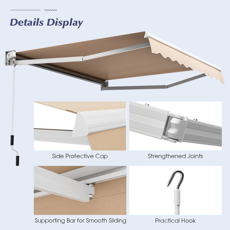8' x 6.6' Retractable Awning with Aluminum Frame and Sun Water Protection PA Fabric Magic Cars 16