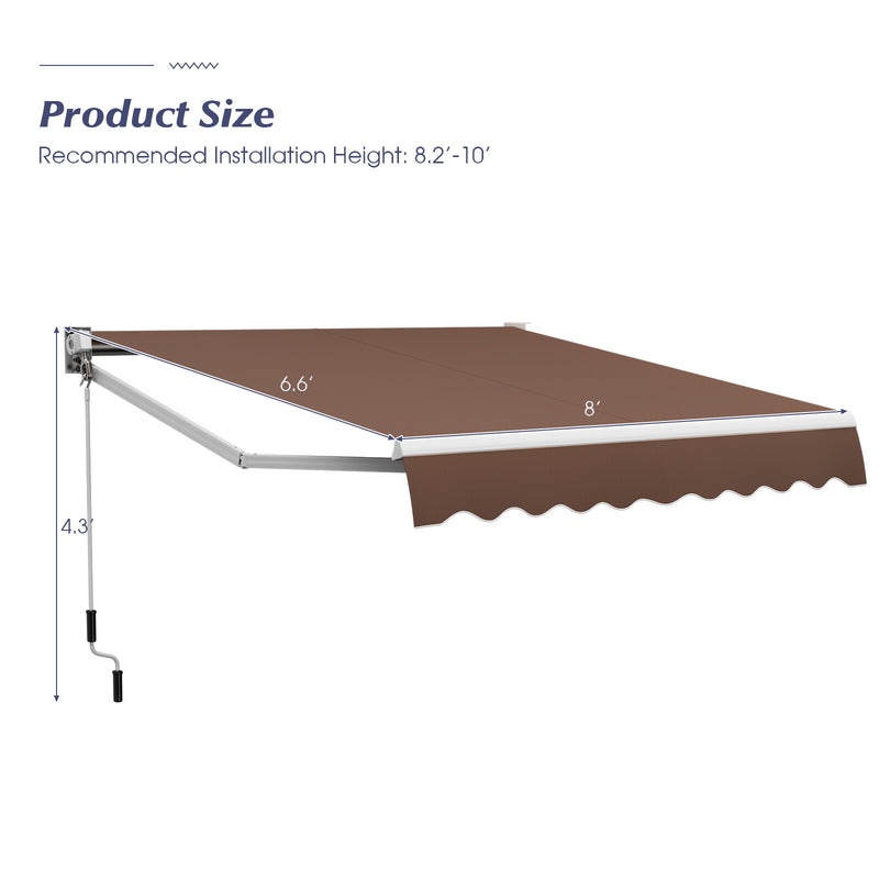 8' x 6.6' Retractable Awning with Aluminum Frame and Sun Water Protection PA Fabric Magic Cars 8