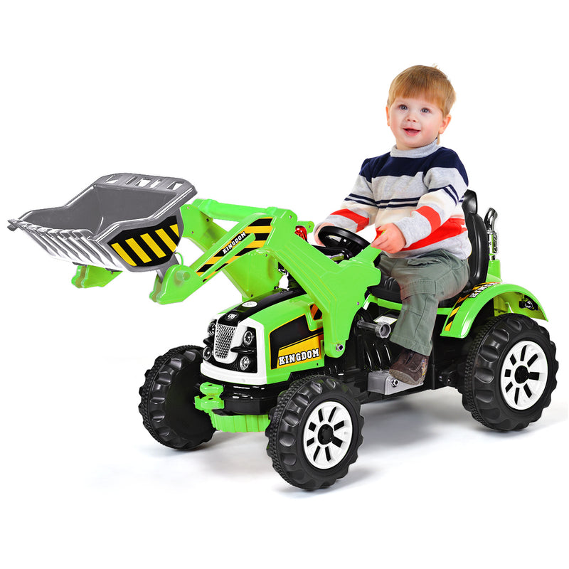 Kids Electric Ride-On Excavator Truck with Front Loader and Digger Scooter Magic Cars 4