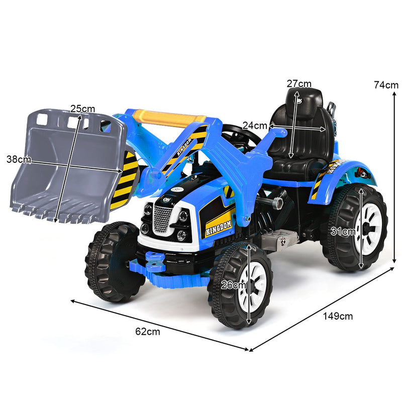 Kids Electric Ride-On Excavator Truck with Front Loader and Digger Scooter Magic Cars 6