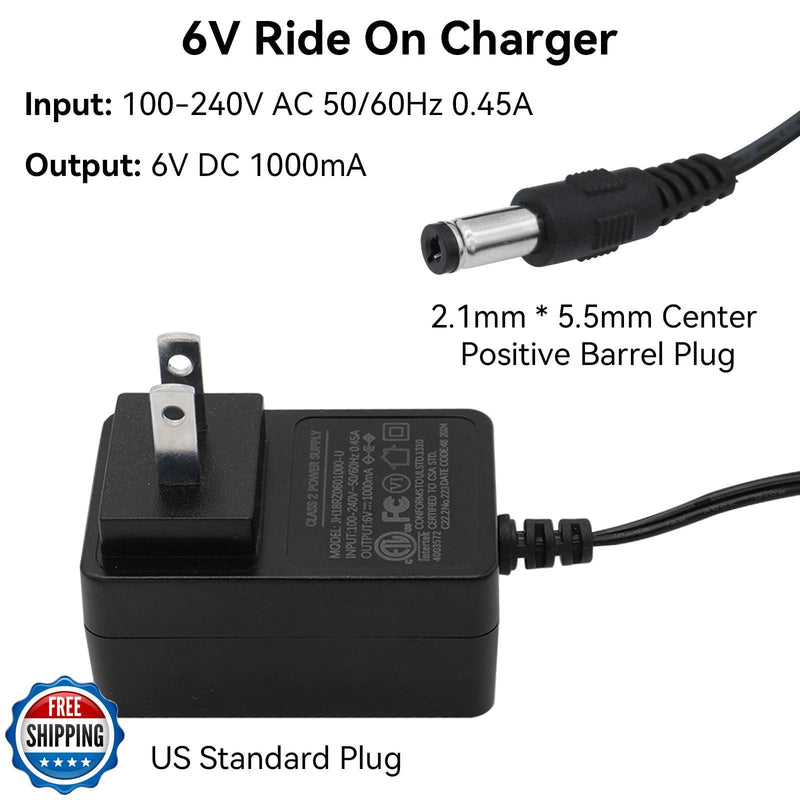6V Battery Charger for Kids Electric Ride-On Car Toy with Bumper Protection Magic Cars 4