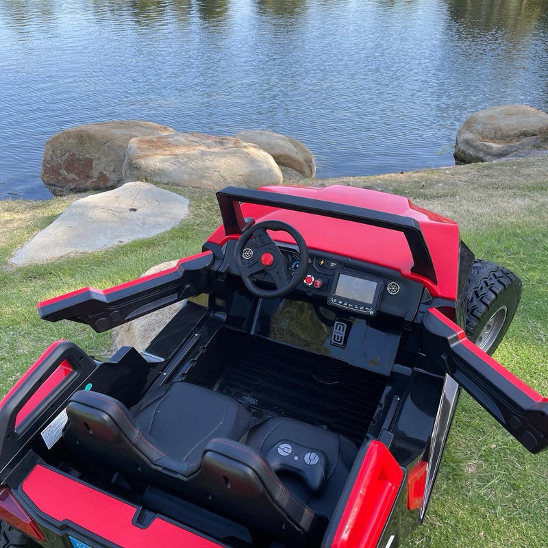 24V XL 4x4 Ride-On Buggy with Rubber Tires and Remote Control for Ages 1-10, Red Magic Cars 1