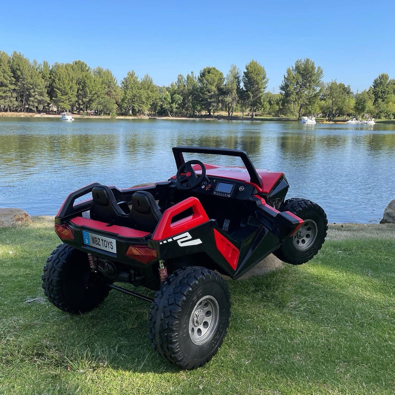 24V XL 4x4 Ride-On Buggy with Rubber Tires and Remote Control for Ages 1-10, Red Magic Cars 2
