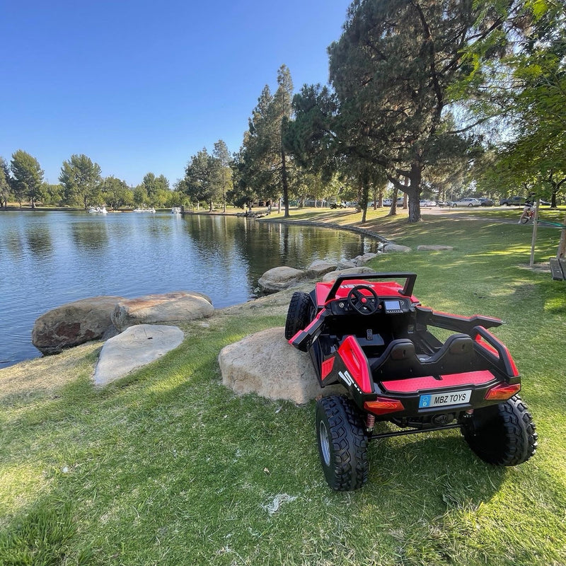 24V XL 4x4 Ride-On Buggy with Rubber Tires and Remote Control for Ages 1-10, Red Magic Cars 3