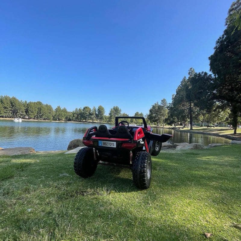 24V XL 4x4 Ride-On Buggy with Rubber Tires and Remote Control for Ages 1-10, Red Magic Cars 4
