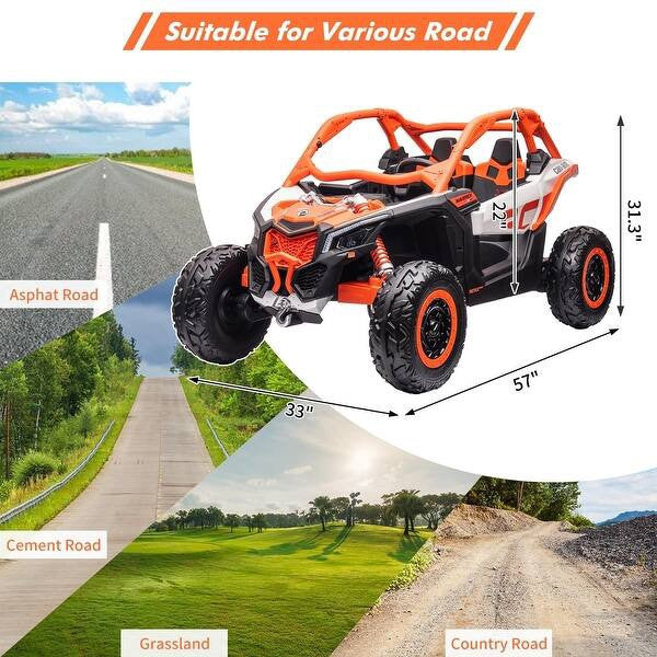 48V XL Can-Am Maverick Ride-On UTV Toy with Remote Control 4WD in Orange Magic Cars 3