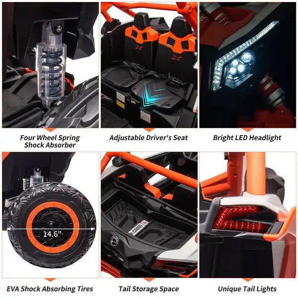 48V XL Can-Am Maverick Ride-On UTV Toy with Remote Control 4WD in Orange Magic Cars 4