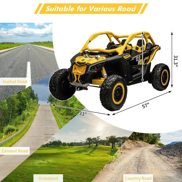 48V XL Can-Am Maverick Ride-On Toy UTV with Remote Control 4WD in Yellow Magic Cars 4