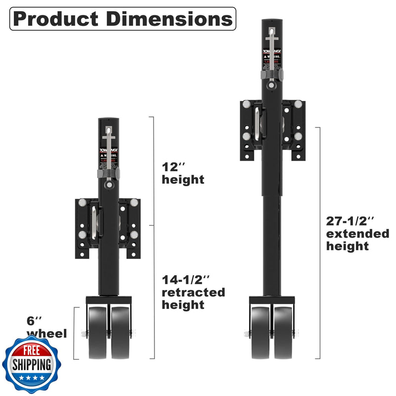 6-Inch Dual Wheel Trailer Jack with 13-Inch Vertical Lift, 1500 lbs Capacity Magic Cars 2