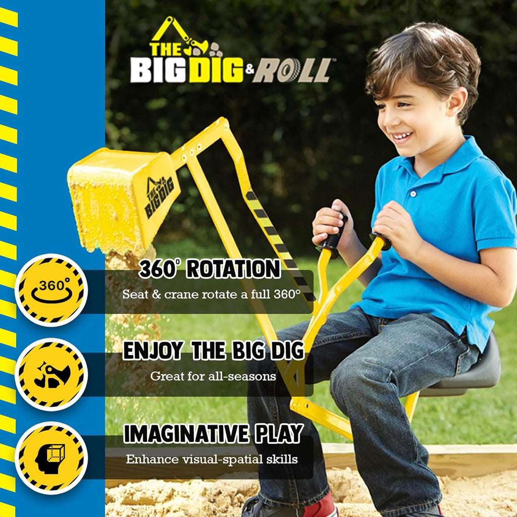 Ride-On Excavator Sand Digger with 360° Rotating Base for Kids Ages 3