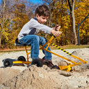Kids Ride-On Excavator Sand Digger with 360° Rotating Base, Ages 3 and Up, Yellow Magic Cars 4