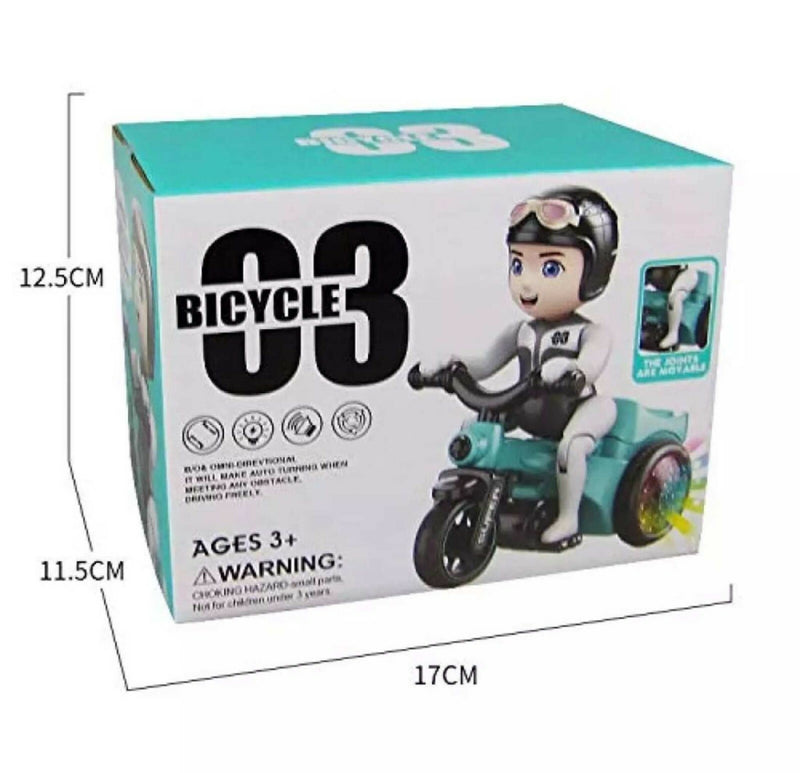 Stunt Bicycle Toy with 360-Degree Rotation, Light Effects, and Sound for Kids Magic Cars 3